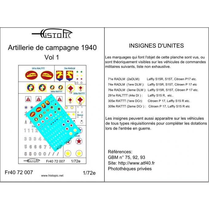 Artillerie de campagne 1940 Vol 1