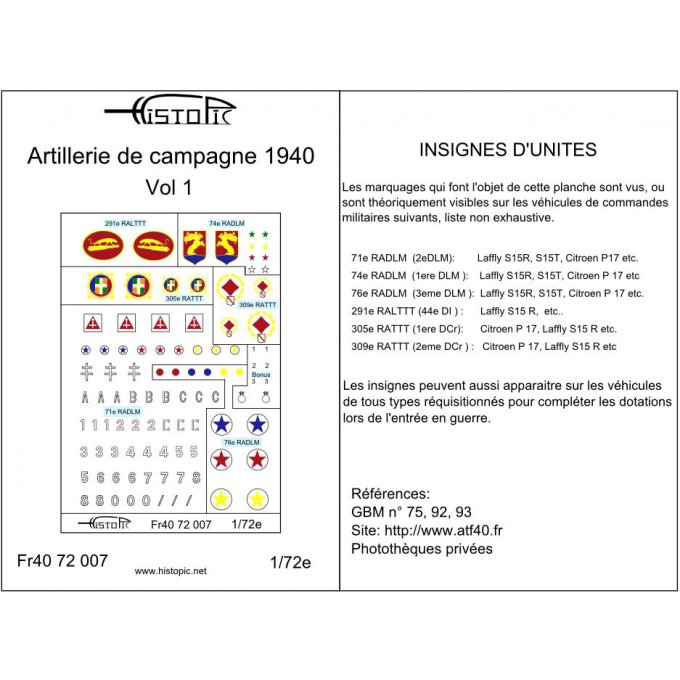 Artillerie de campagne 1940 Vol 1