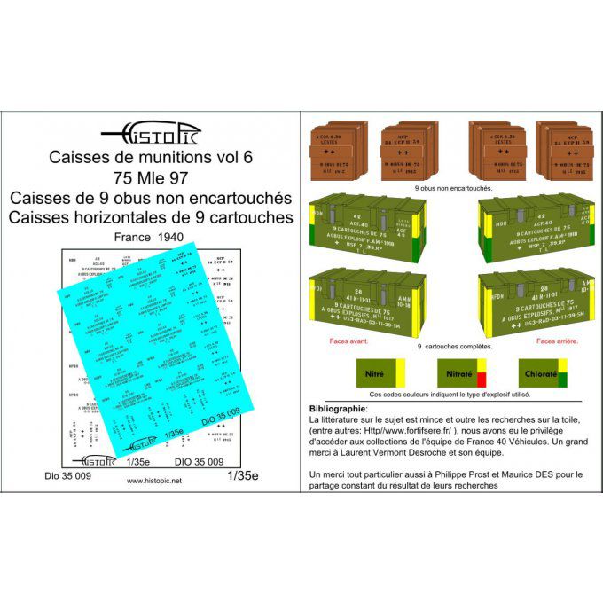 Munitions vol 6  Caisse pour 9 obus de 75mm  et caisses horizontales de 9 cartouches de 75mm