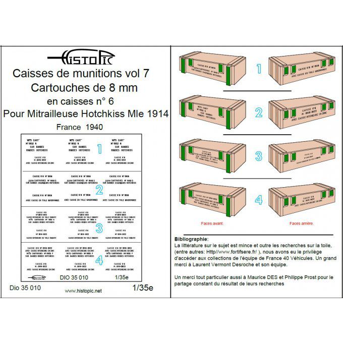 Munitions vol 7. Caisses n°6 pour munitions de mitrailleuse Mle 1914