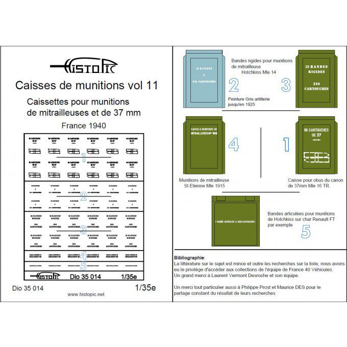 Munitions vol 11  Caissettes pour munitions de mitrailleuses et de 37mm.