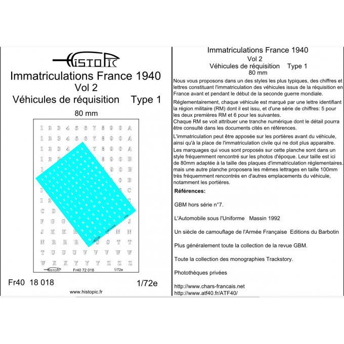 Immatriculation pour véhicules de réquisition vol 1