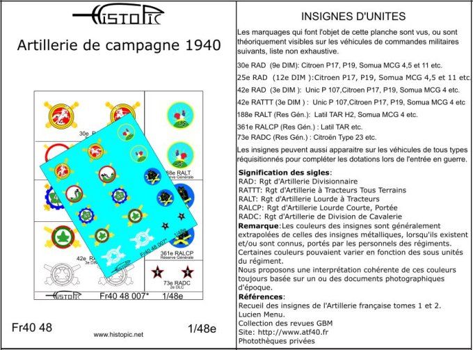 Insignes de l'artillerie de campagne