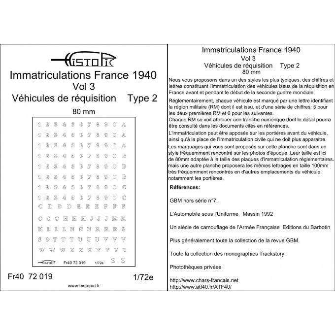 Immatriculation pour véhicules de réquisition vol 2