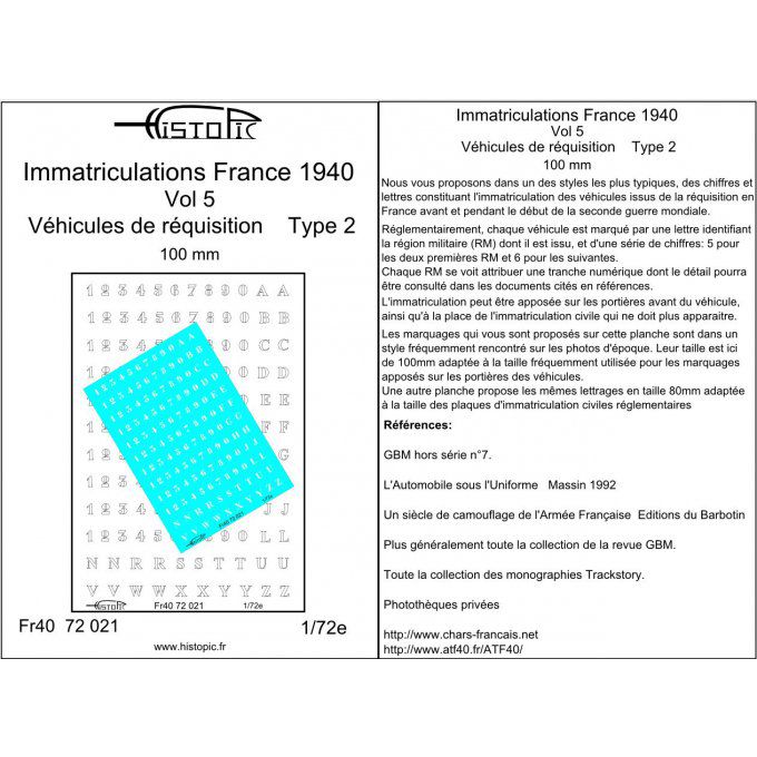 Immatriculation pour véhicules de réquisition Type 2   100mm