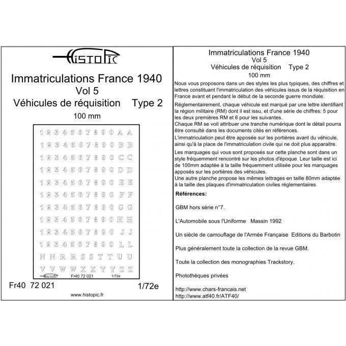 Immatriculation pour véhicules de réquisition Type 2   100mm