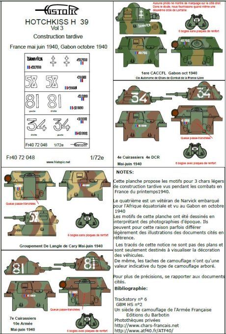 Hotchkiss H 39  Vol 3  1ere CACCFL, 4e Cuirassiers, 7e Cuirassiers, Gpmt Lan