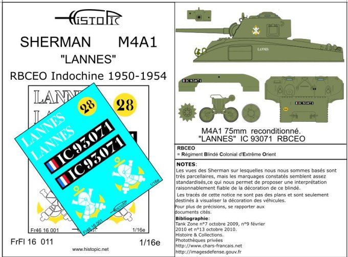 Sherman M4A1  75mm  "Lannes" RBCEO  Indochine 1953