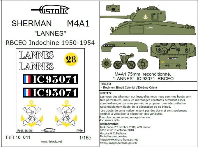 Sherman M4A1  75mm  "Lannes" RBCEO  Indochine 1953