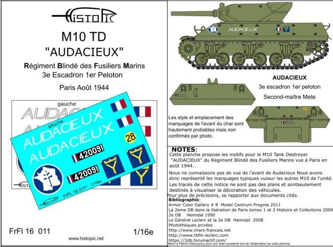 M10 TD "Audacieux" RBFM Paris 1944