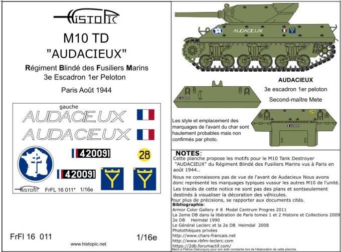 M10 TD "Audacieux" RBFM Paris 1944