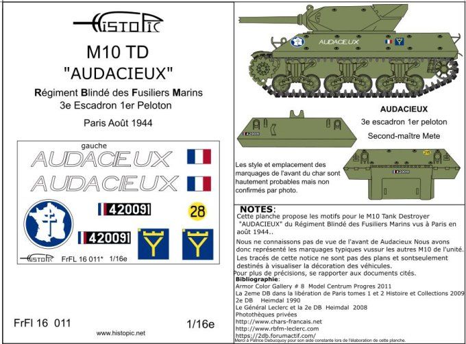 M10 TD "Audacieux" RBFM Paris 1944