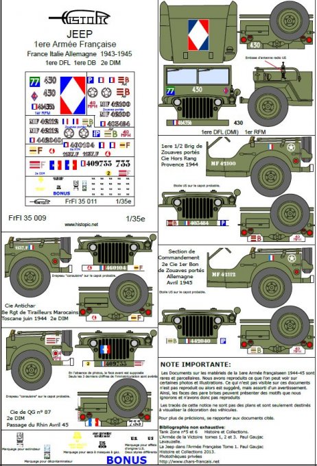 Jeeps  1ere Armée Française  1943-1945