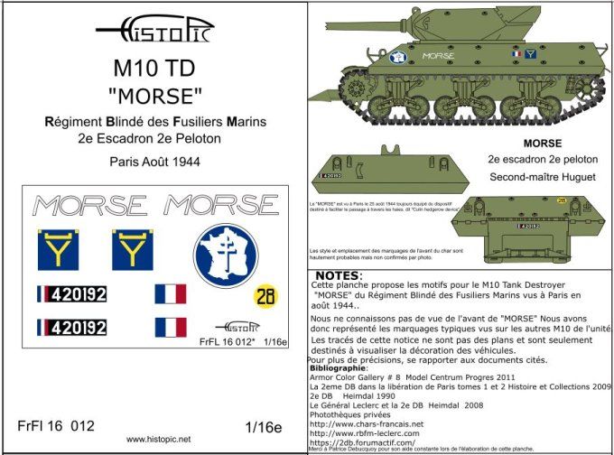 M10 TD "Le Morse" RBFM  Paris août 1944