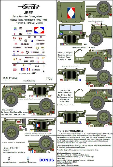 Jeeps  1ere Armée Française  1943-1945